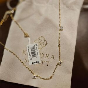 Kendra Scott Gold Necklace with Clear Gems